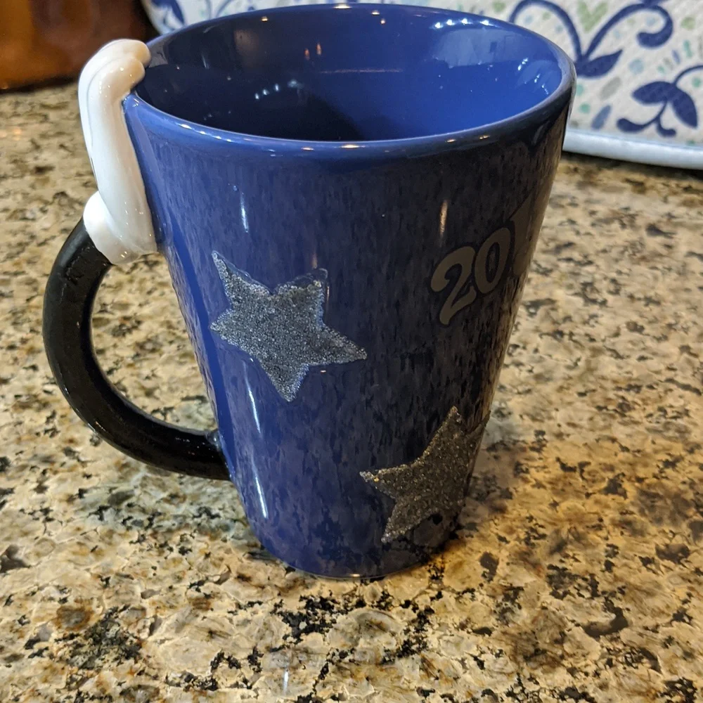 FANTASIA Mickey Mouse Mug Cup ARM HANDLE Embossed Glitter Star Moon  Disney